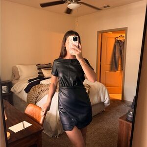 Anthropologie Maeve Vegan Leather mini wrap dress - size 0